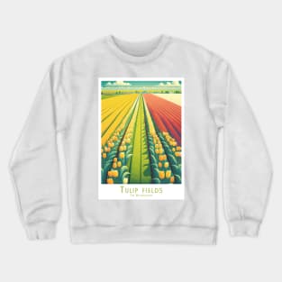 Retro Vintage Dutch Tulip Fields Panorama Crewneck Sweatshirt